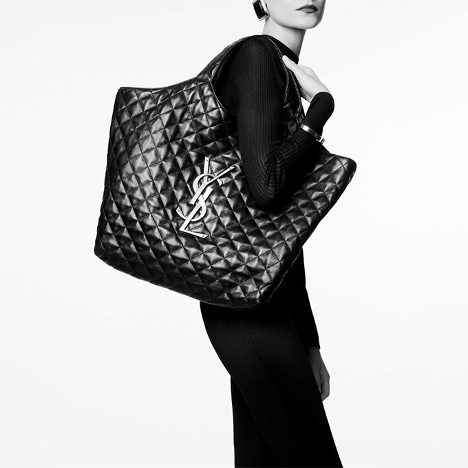 9a+quality saint laurent icare quilted nappa leather large shopping tote bag with pouch